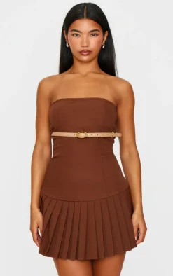 Belted Pleated Skirt Bodycon Dress-PrettyLittleThing Sale