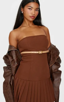 Belted Pleated Skirt Bodycon Dress-PrettyLittleThing Sale