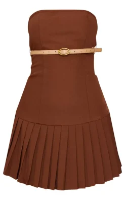 Belted Pleated Skirt Bodycon Dress-PrettyLittleThing Sale