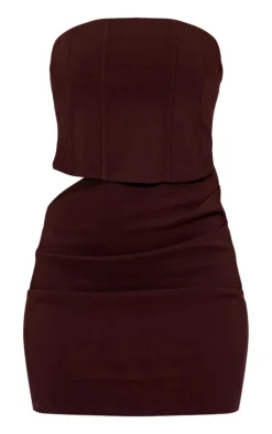 Chocolate Brown Corset Boned Bandeau Cut Out Dress-PrettyLittleThing Clearance