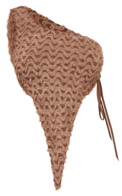 Sale PrettyLittleThing Chocolate Faux Fur Patterned One Shoulder Top Brown