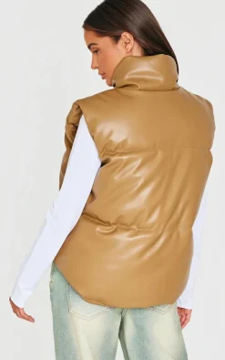 PrettyLittleThing Puffer Jackets*Faux Leather Drop Hem Vest