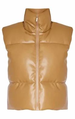 PrettyLittleThing Puffer Jackets*Faux Leather Drop Hem Vest
