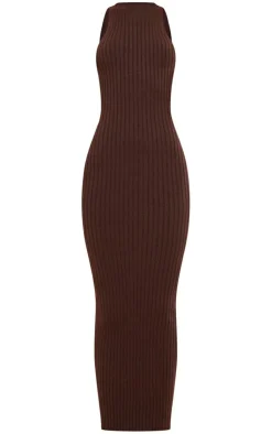 Knitted Back Plunge Racer Maxi Dress-PrettyLittleThing Outlet