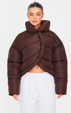 PrettyLittleThing Puffer Jackets*Quilted Asymmetric High Neck Puffer Jacket