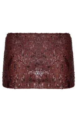 Clearance PrettyLittleThing Sequin Mini Skirt Chocolate Brown