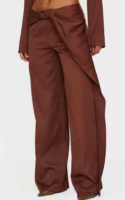 Best PrettyLittleThing Twist Detail Pants Chocolate Brown