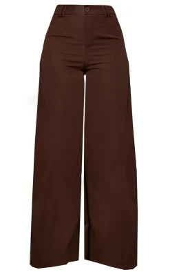 PrettyLittleThing Woven Double Belt Loop Suit Pants Chocolate Brown