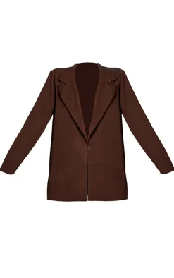 PrettyLittleThing Woven Oversized Suit Jacket Chocolate Brown