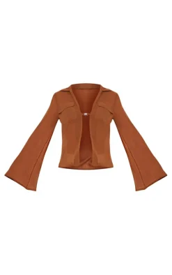 PrettyLittleThing Shirts*Chiffon Flare Sleeve Hardware Detail Shirt
