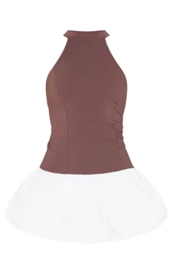 Chocolate Contrast Puffball Dress-PrettyLittleThing Best