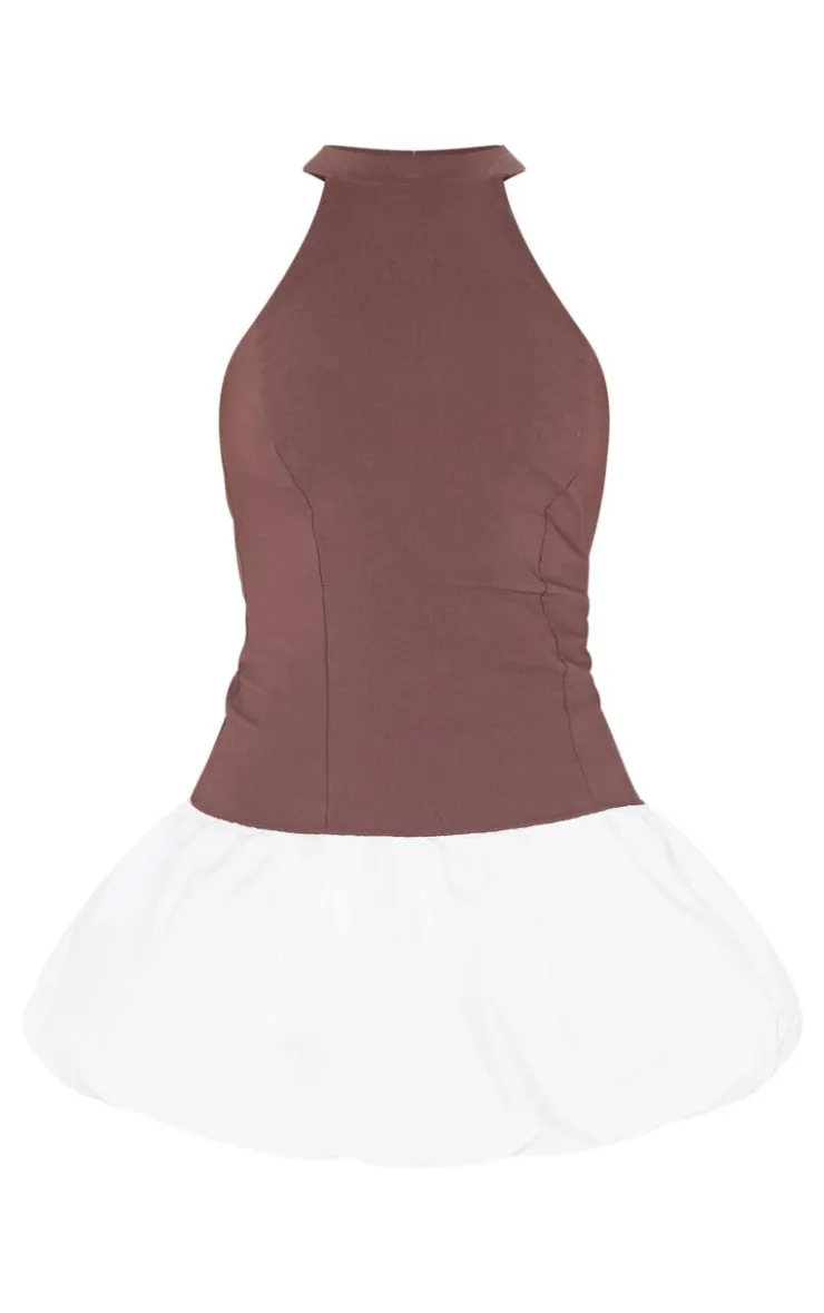 Chocolate Contrast Puffball Dress-PrettyLittleThing Best