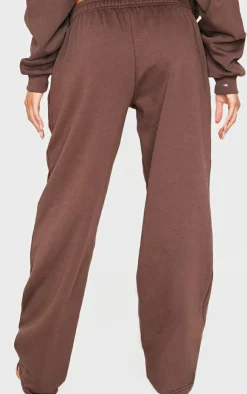 Clearance PrettyLittleThing Contrast Studio Archives Embroidered Wide Leg Sweatpants Chocolate