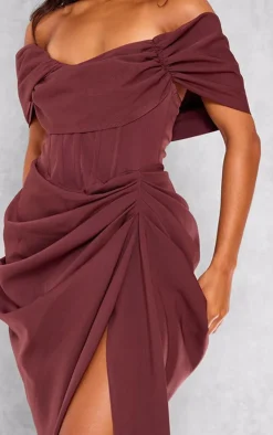 Corset Bardot Draped Midi Dress-PrettyLittleThing Outlet