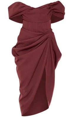 Corset Bardot Draped Midi Dress-PrettyLittleThing Outlet
