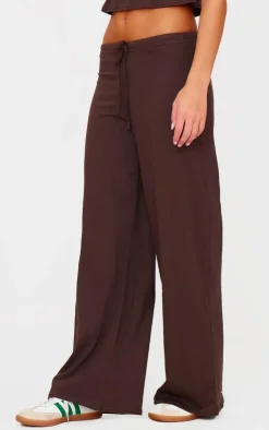 Discount PrettyLittleThing Cotton Straight Leg Pants Chocolate