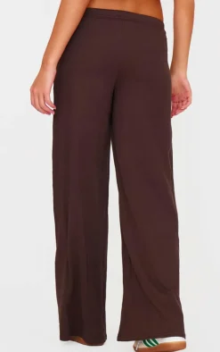 Discount PrettyLittleThing Cotton Straight Leg Pants Chocolate