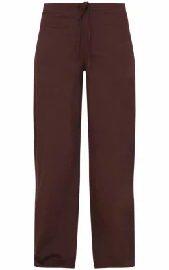 Discount PrettyLittleThing Cotton Straight Leg Pants Chocolate