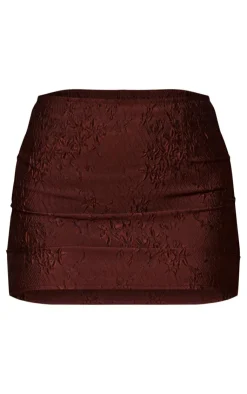 Chocolate Crinkle Jacquard Mini Skirt-PrettyLittleThing New