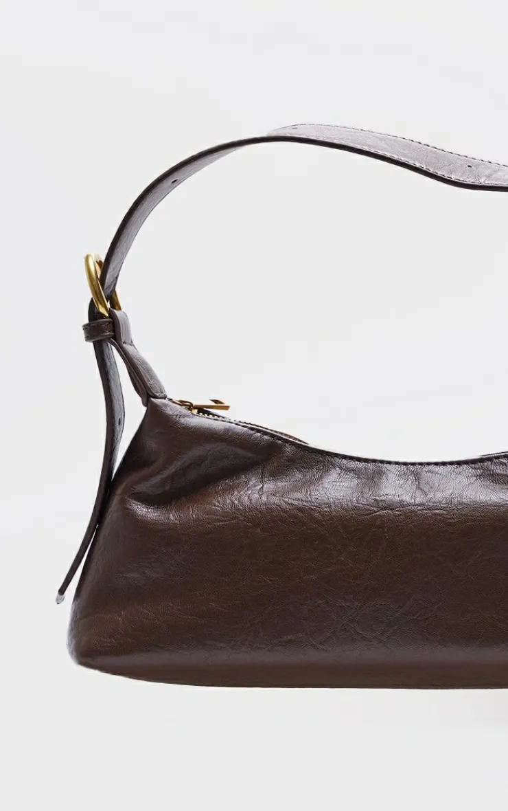 PrettyLittleThing Shoulder Bags*Crinkle Pu Buckle Detail Shoulder Bag