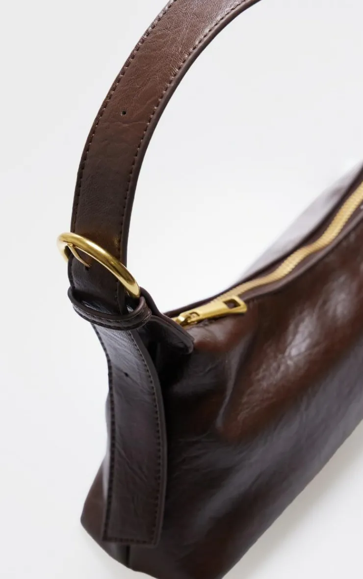 PrettyLittleThing Shoulder Bags*Crinkle Pu Buckle Detail Shoulder Bag