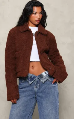PrettyLittleThing Teddy Coats*Cropped Teddy Coat