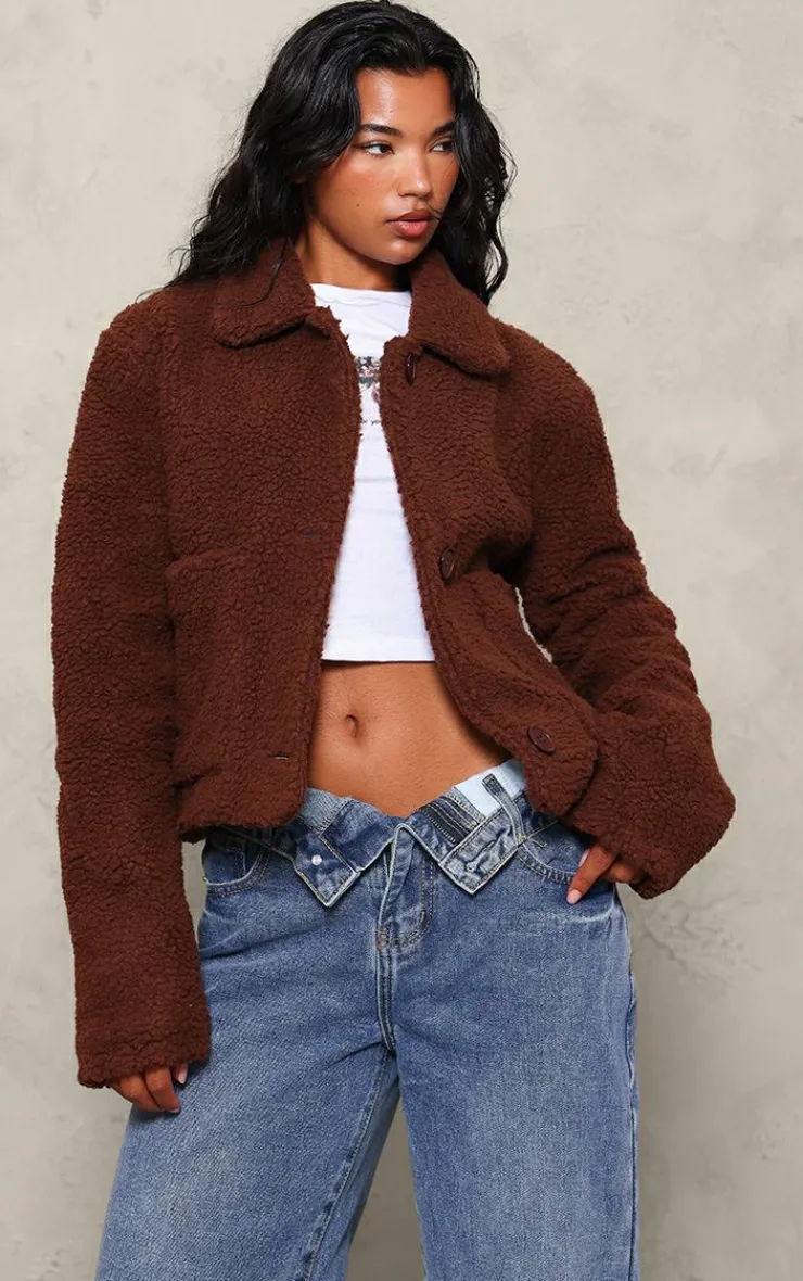 PrettyLittleThing Teddy Coats*Cropped Teddy Coat