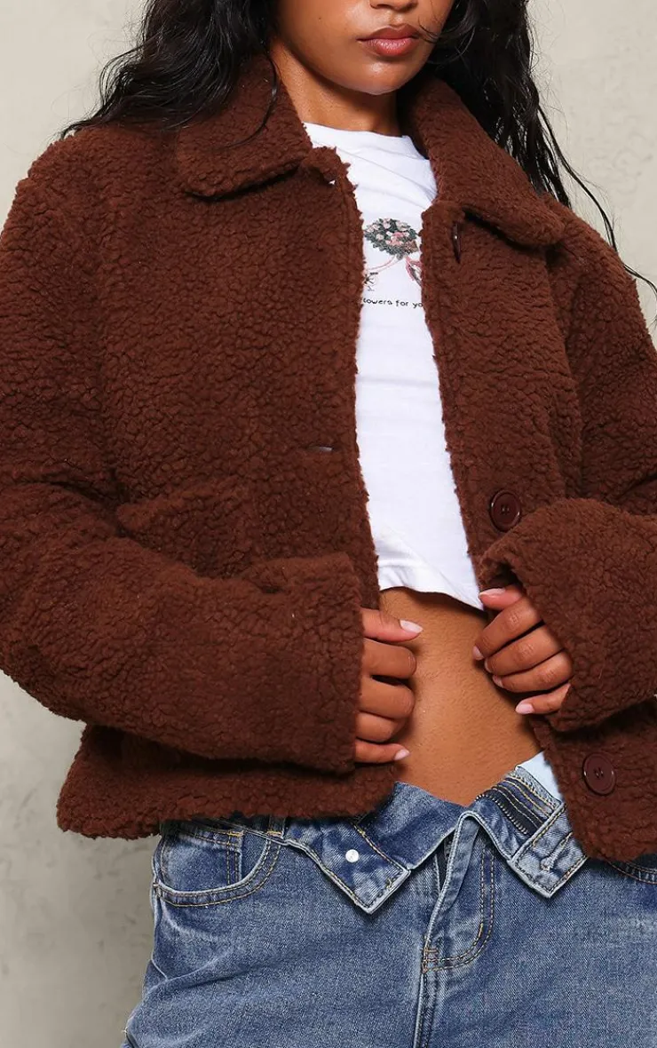 PrettyLittleThing Teddy Coats*Cropped Teddy Coat