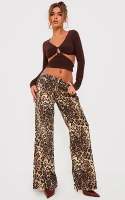 Chocolate Cut Out Ring Detail Long Sleeve Top