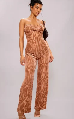 Devore Bandeau Corset Wide Leg Jumpsuit-PrettyLittleThing Best