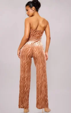 Devore Bandeau Corset Wide Leg Jumpsuit-PrettyLittleThing Best