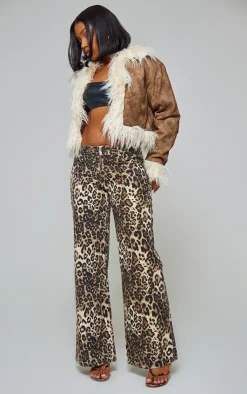 PrettyLittleThing Faux Fur Coats*Distressed Pu Faux Fur Cuff And Collar Jacket