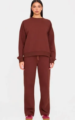 Best PrettyLittleThing Drawstring Wide Leg Sweatpants Chocolate
