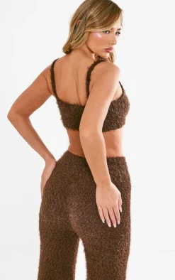 PrettyLittleThing Knitted Tops*Eyelash Bobble Knit Mini Crop Top