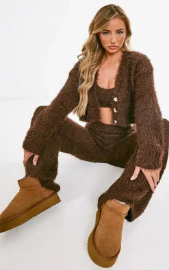 PrettyLittleThing Knitted Tops*Eyelash Bobble Knit Mini Crop Top