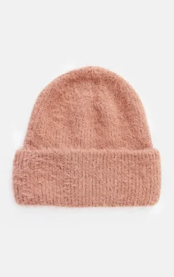 PrettyLittleThing Hats*Chocolate Eyelash Knit Rib Beanie