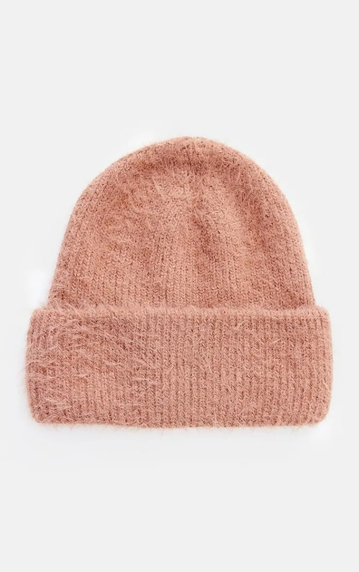 PrettyLittleThing Hats*Chocolate Eyelash Knit Rib Beanie