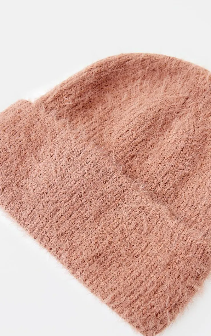 PrettyLittleThing Hats*Chocolate Eyelash Knit Rib Beanie