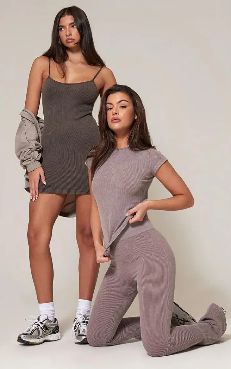 PrettyLittleThing Snatched*Faded Snatched Rib Strappy Bodycon Dress