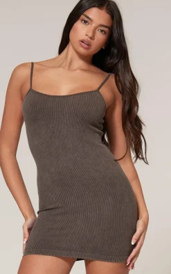 PrettyLittleThing Snatched*Faded Snatched Rib Strappy Bodycon Dress