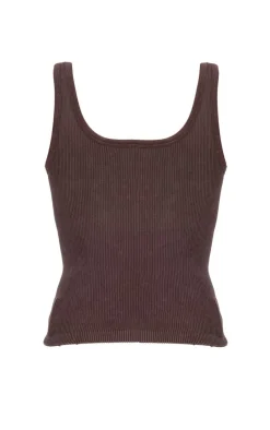 PrettyLittleThing Snatched*Chocolate Faded Snatched Rib Scoop Neck Vest Top