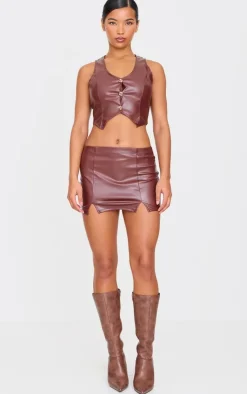 Best PrettyLittleThing Faux Leather Micro Mini Skirt Chocolate