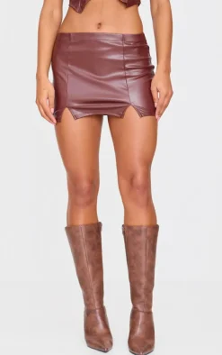 Best PrettyLittleThing Faux Leather Micro Mini Skirt Chocolate