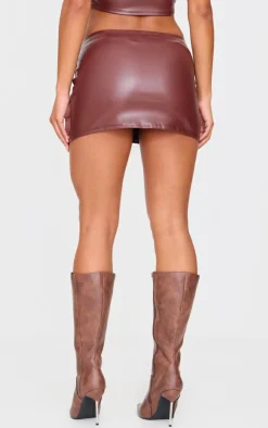 Best PrettyLittleThing Faux Leather Micro Mini Skirt Chocolate