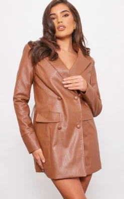 Faux Leather Oversized Blazer Dress-PrettyLittleThing Discount