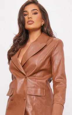 Faux Leather Oversized Blazer Dress-PrettyLittleThing Discount