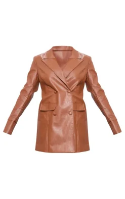 Faux Leather Oversized Blazer Dress-PrettyLittleThing Discount