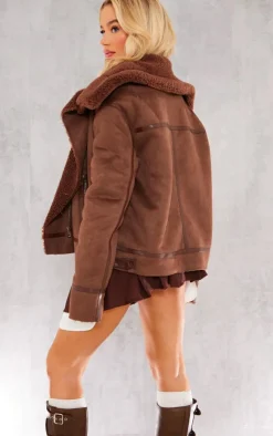 PrettyLittleThing Aviator Jackets*Faux Suede PU Bonded Aviator Jacket
