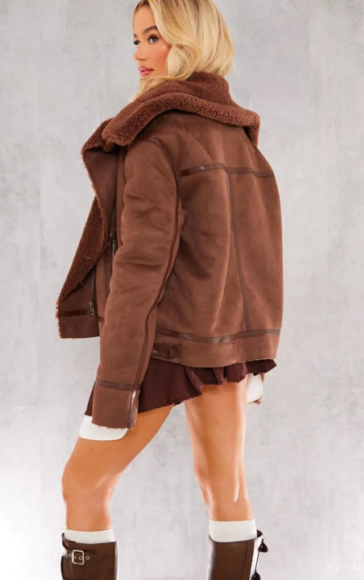 PrettyLittleThing Aviator Jackets*Faux Suede PU Bonded Aviator Jacket