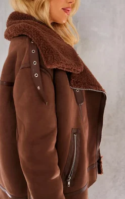 PrettyLittleThing Aviator Jackets*Faux Suede PU Bonded Aviator Jacket